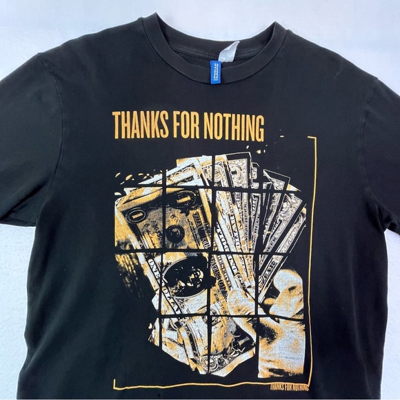 H&M Divided "THANKS FOR NOTHING" Graphic T-Shirt - Picture 12 of 16